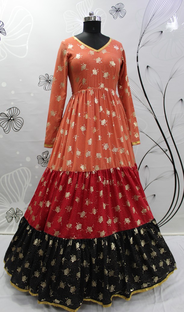 Orange Georgette Gown Dress